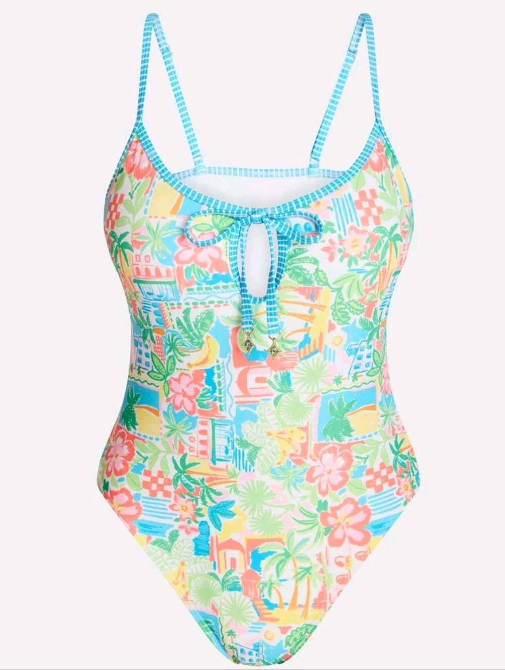 No Boundaries Scoop Neck One Piece Swimsuit with Keyhole, Women's
